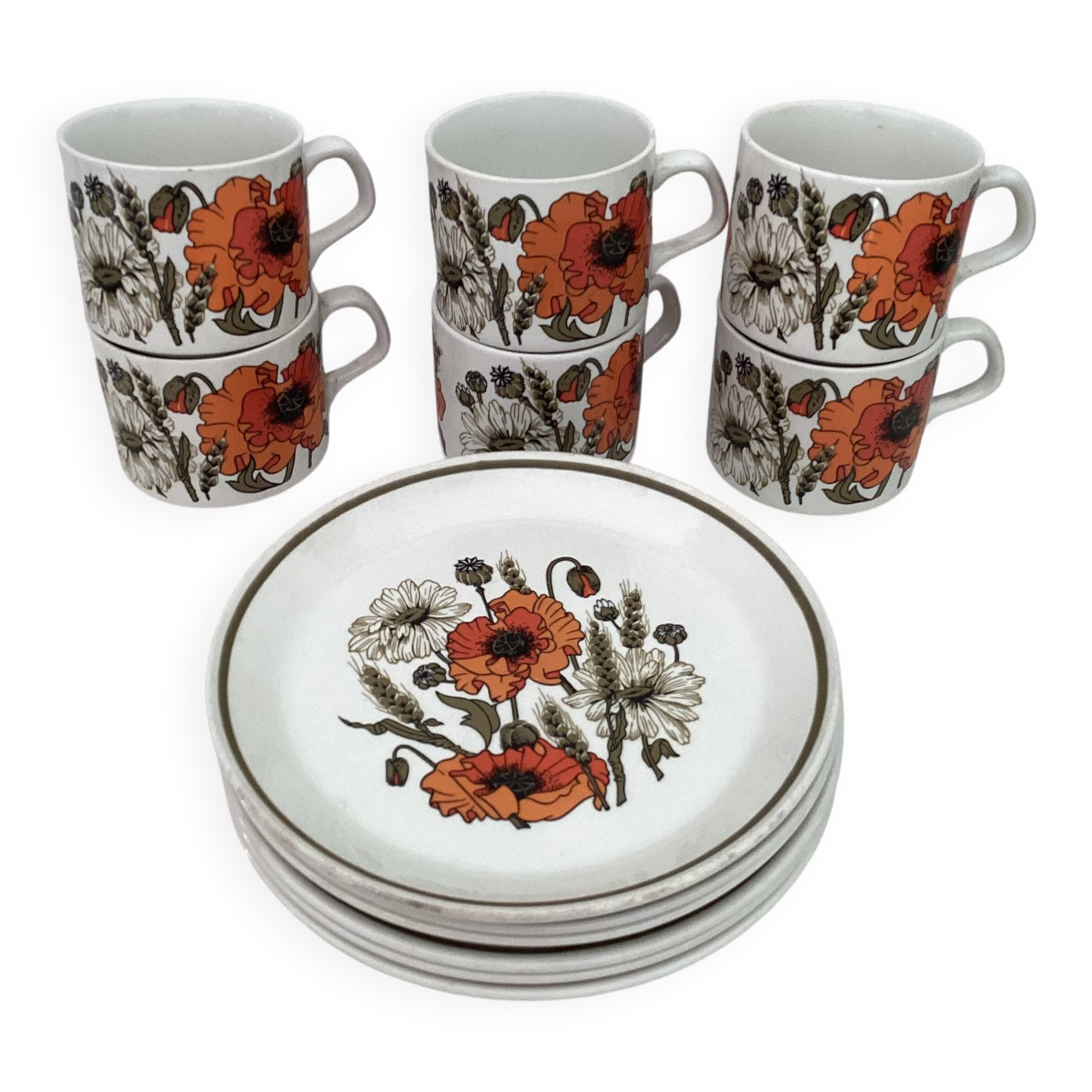 Set of 6 cups + 6 plates, vintage Ironstone by J&G Meakin