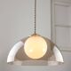 Space-age italian brass, opaline and plexiglass pendant lamp