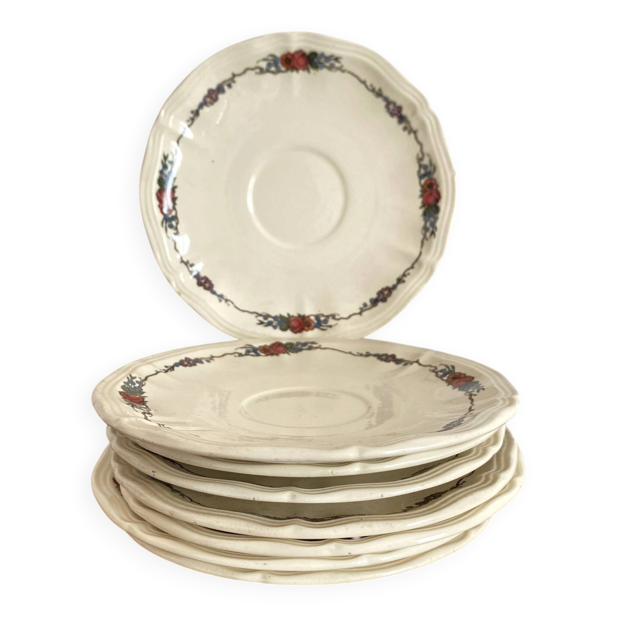 Antique bowls, saucers from Sarreguemines model Obernai.
