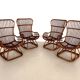Italian Designer Mid Century Bamboo Armchairs, Set Of 4pcs.
