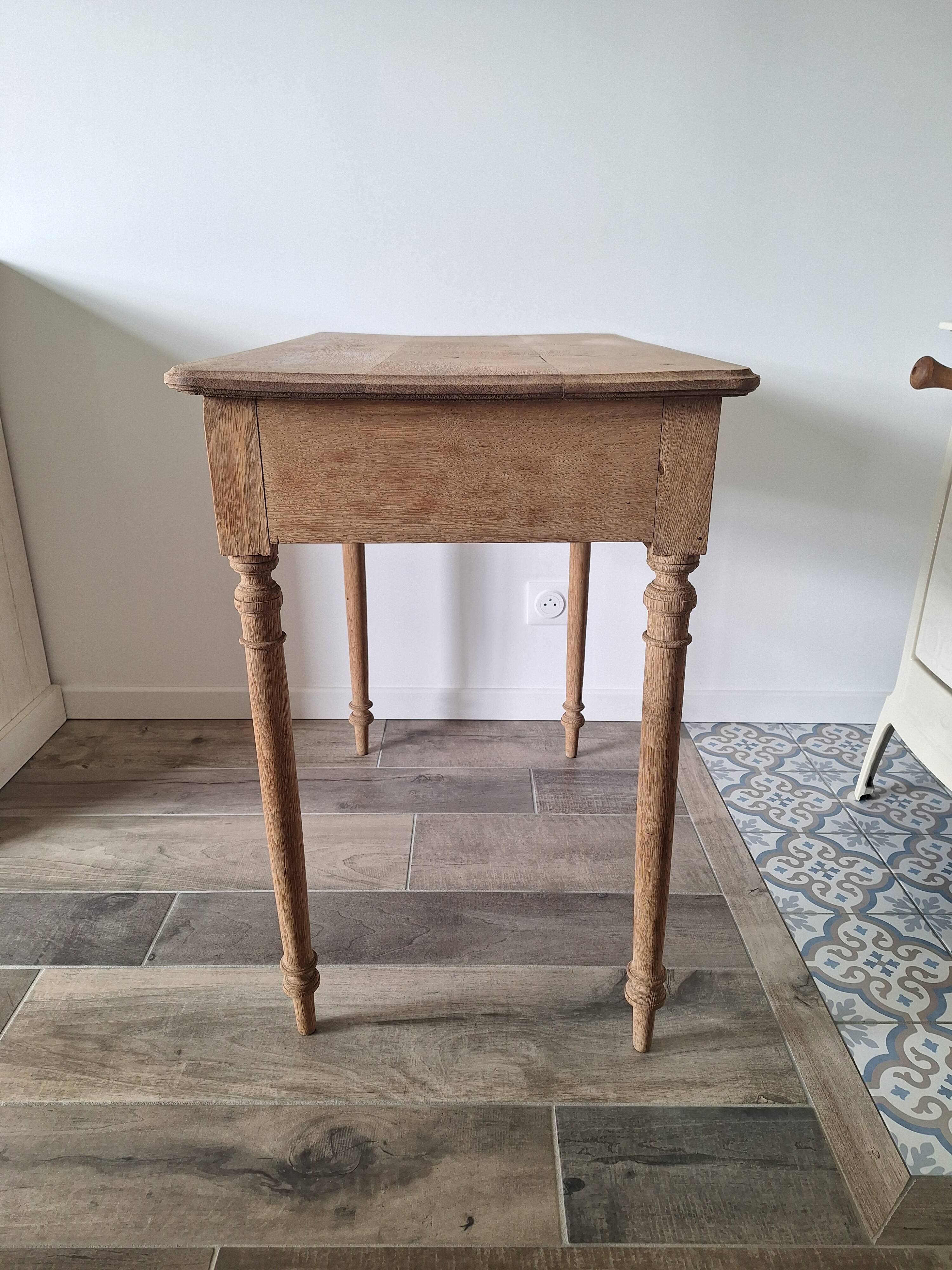 Farmhouse desk / console / side table in solid oak, country style.