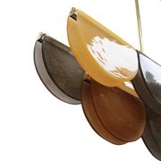 Contemporary Elongated Brown and Gold Murano Glass and Brass Ceiling Lamp, Italy