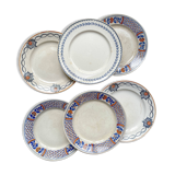 6 Small mismatched vintage plates - L'Amandinoise - Luneville