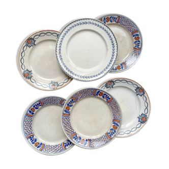 6 Small mismatched vintage plates - L'Amandinoise - Luneville