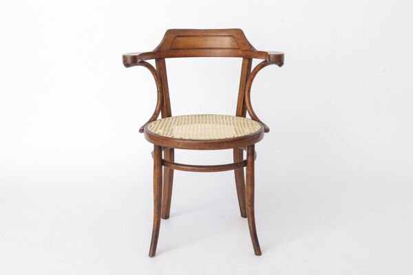 Chaise de bureau vintage en bois courbé, chaise autrichienne des années 1950, milieu du siècle