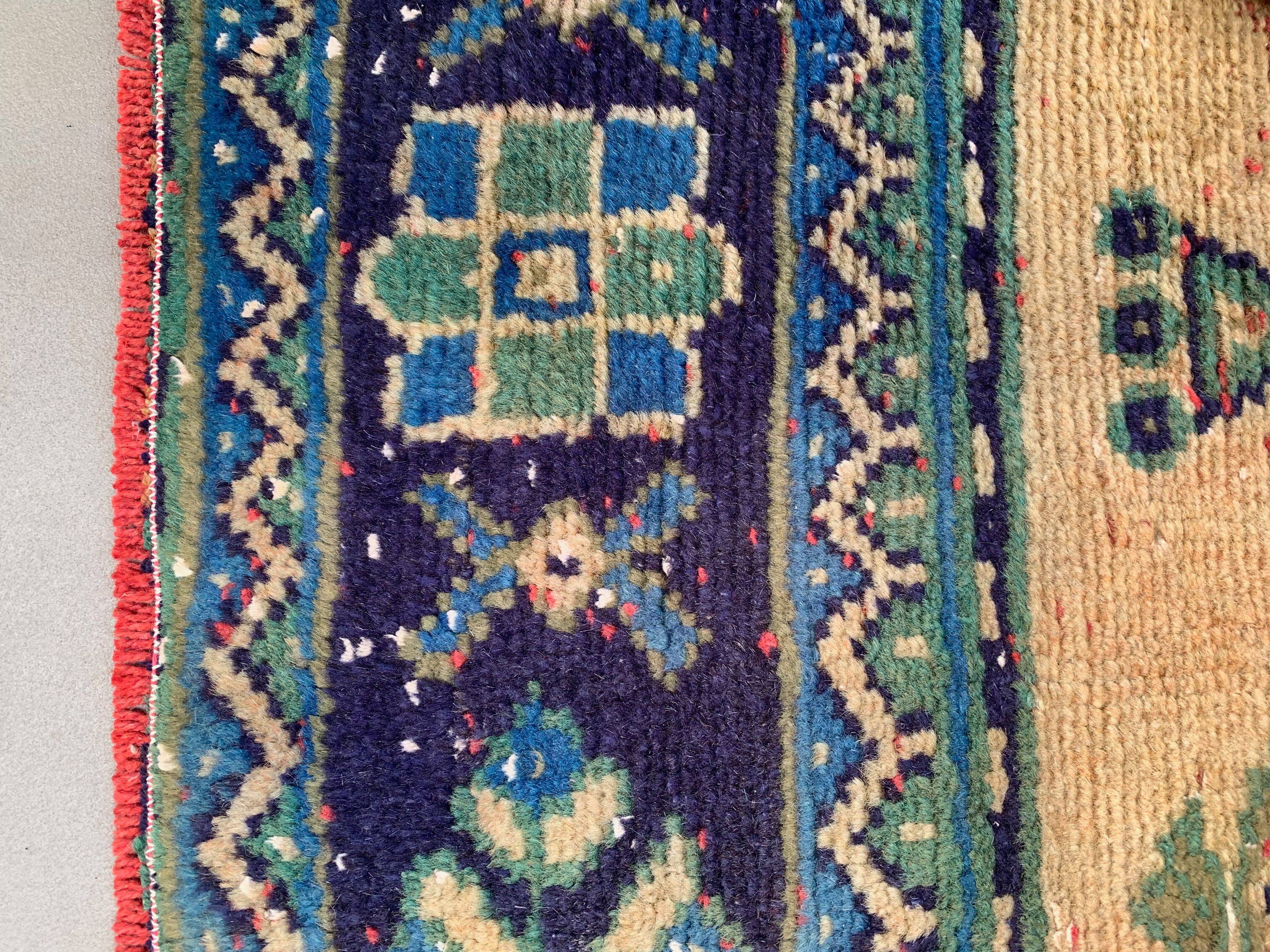 Distressed Turkish Runner 335x81 cm wool Vintage Tribal Rug