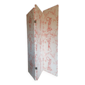 Rare folding screen with notches "Pierre Frey fabric" upholstery finish.