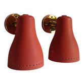 Dek-A-Lux 2 wall lights on ball joints in the style of G. Ostuni, France 1953