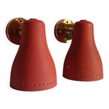 Dek-A-Lux 2 wall lights on ball joints in the style of G. Ostuni, France 1953