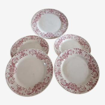 Lot de cinq assiettes Robert Charbonnier Longchamp