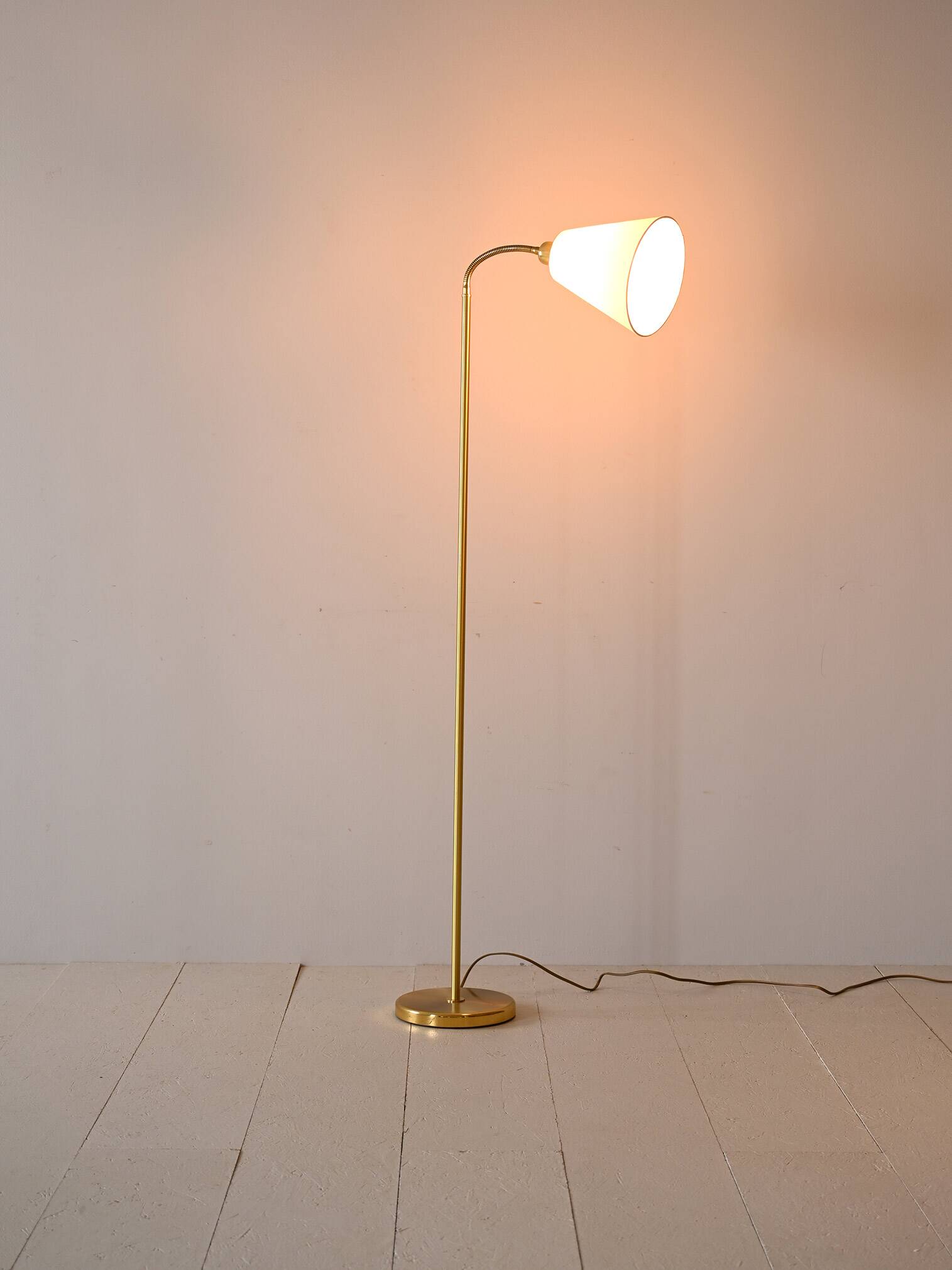 Scandinavian vintage gold floor lamp