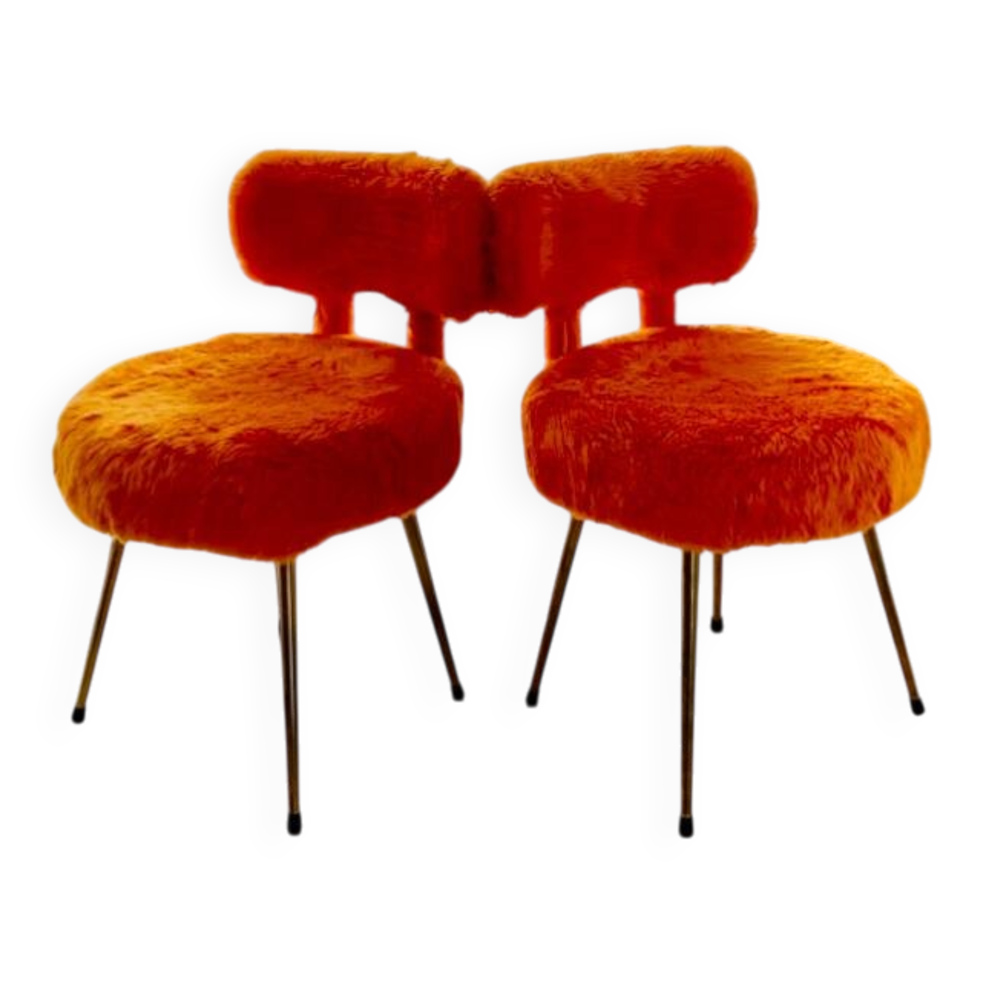 Pair of Pelfran chairs in faux orange, 1960s-70s.