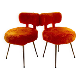 Paire de chaises Pelfran en fausse orange, années 60-70