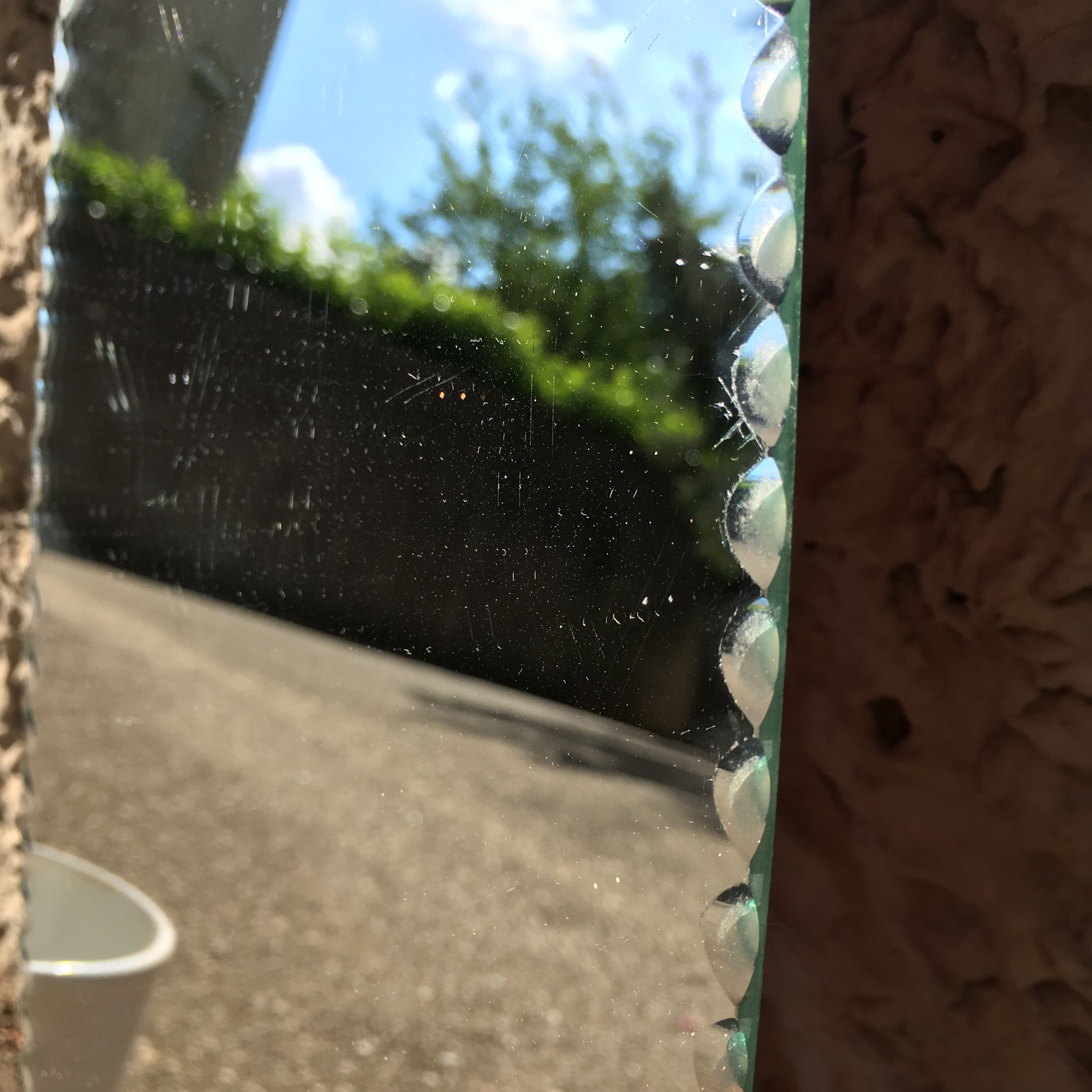 Long oval beveled mirror 60x17cm