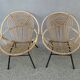 Rohe Noordwole 1950 vintage rattan and metal shell chairs