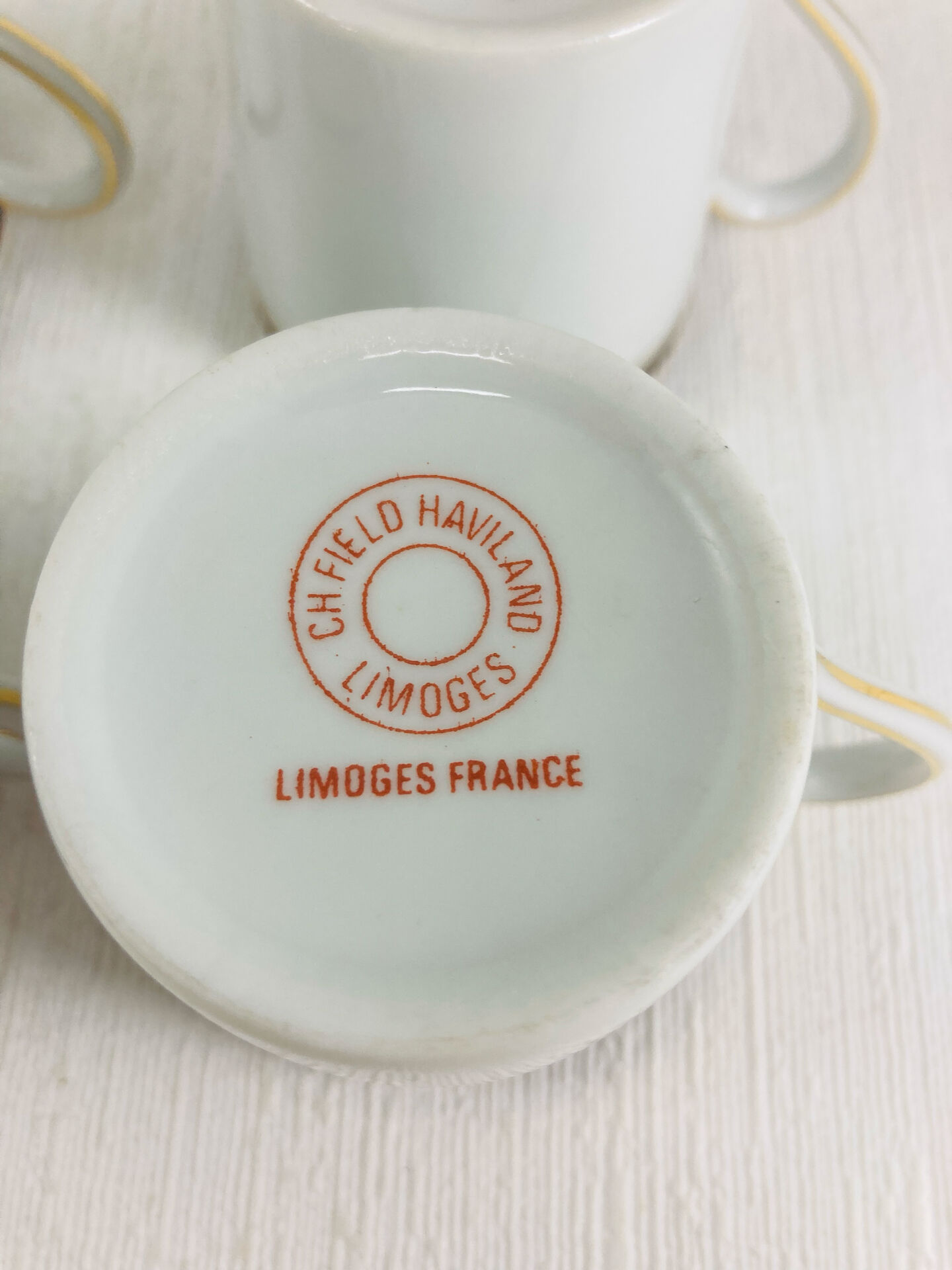 4 Cups and Saucers for Coffee Haviland Model Ambassade (blue rim)