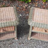 Paires de chevets en osier 1 tiroir vintage