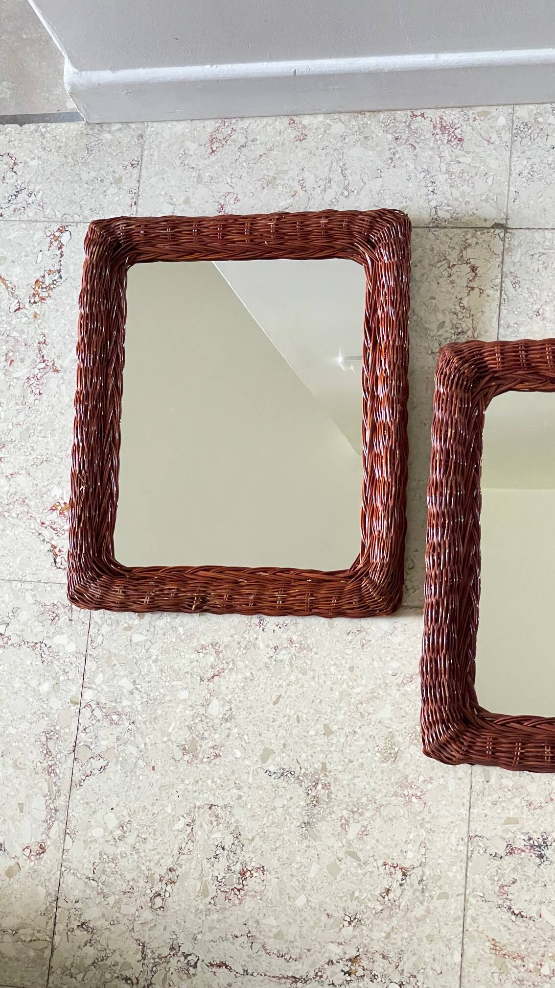 Pair of VINTAGE Rattan MIRRORS