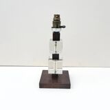 Modernist Art Deco lamp base in wood and glass, France 1930.