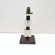 Modernist Art Deco lamp base in wood and glass, France 1930.