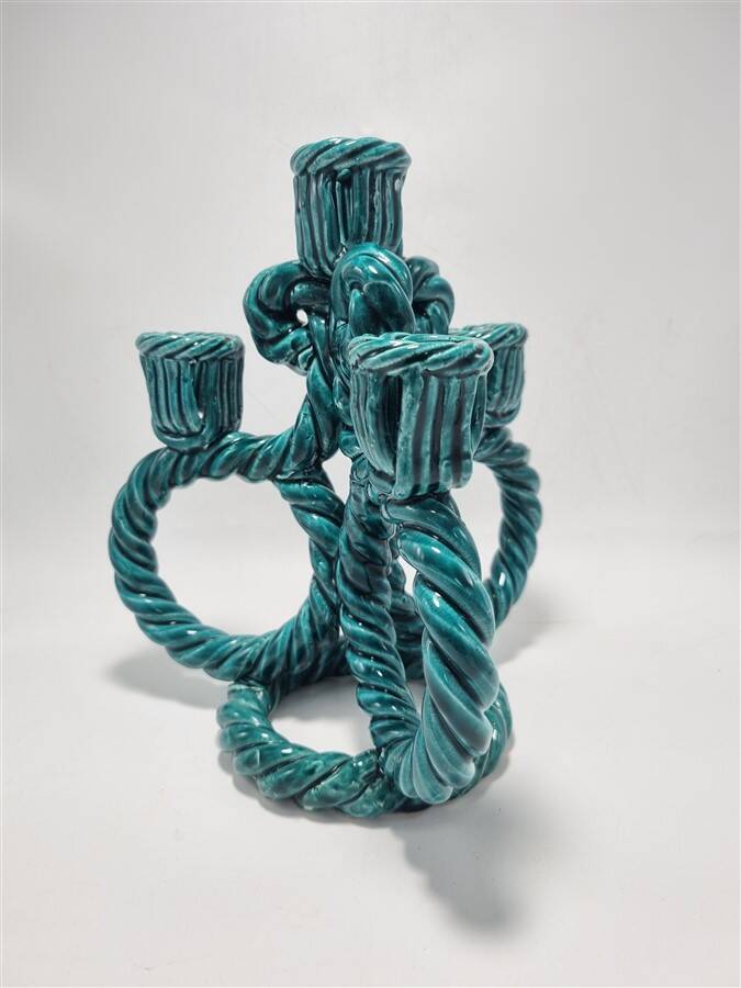 Wicker ceramic candle holder