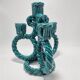 Wicker ceramic candle holder