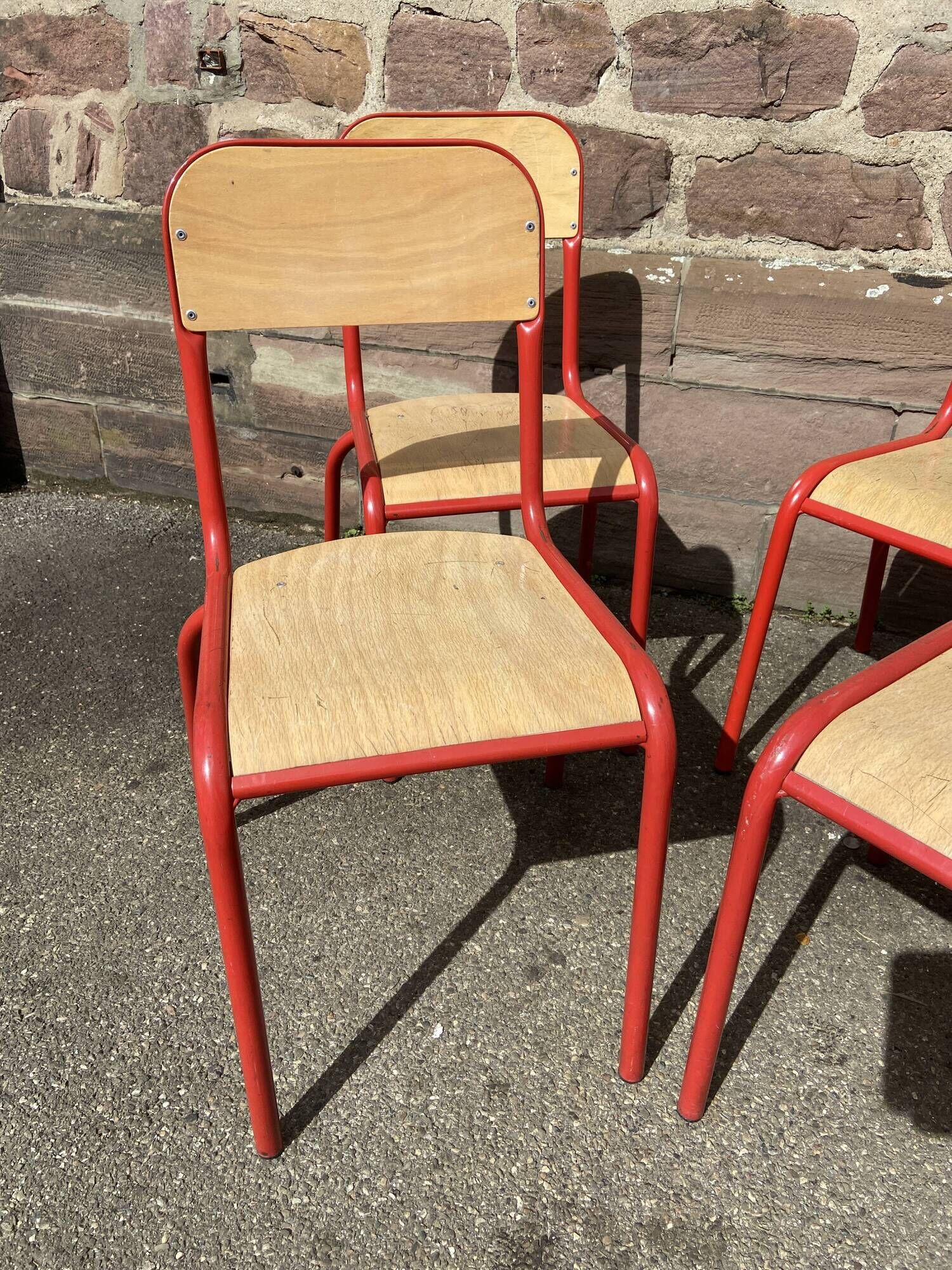 Set of 4 school chairs 70s