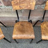 10 chaises d'école en métal et bois, 1960