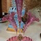 Blown glass epergne vase in a deep pink hue - tulip tree