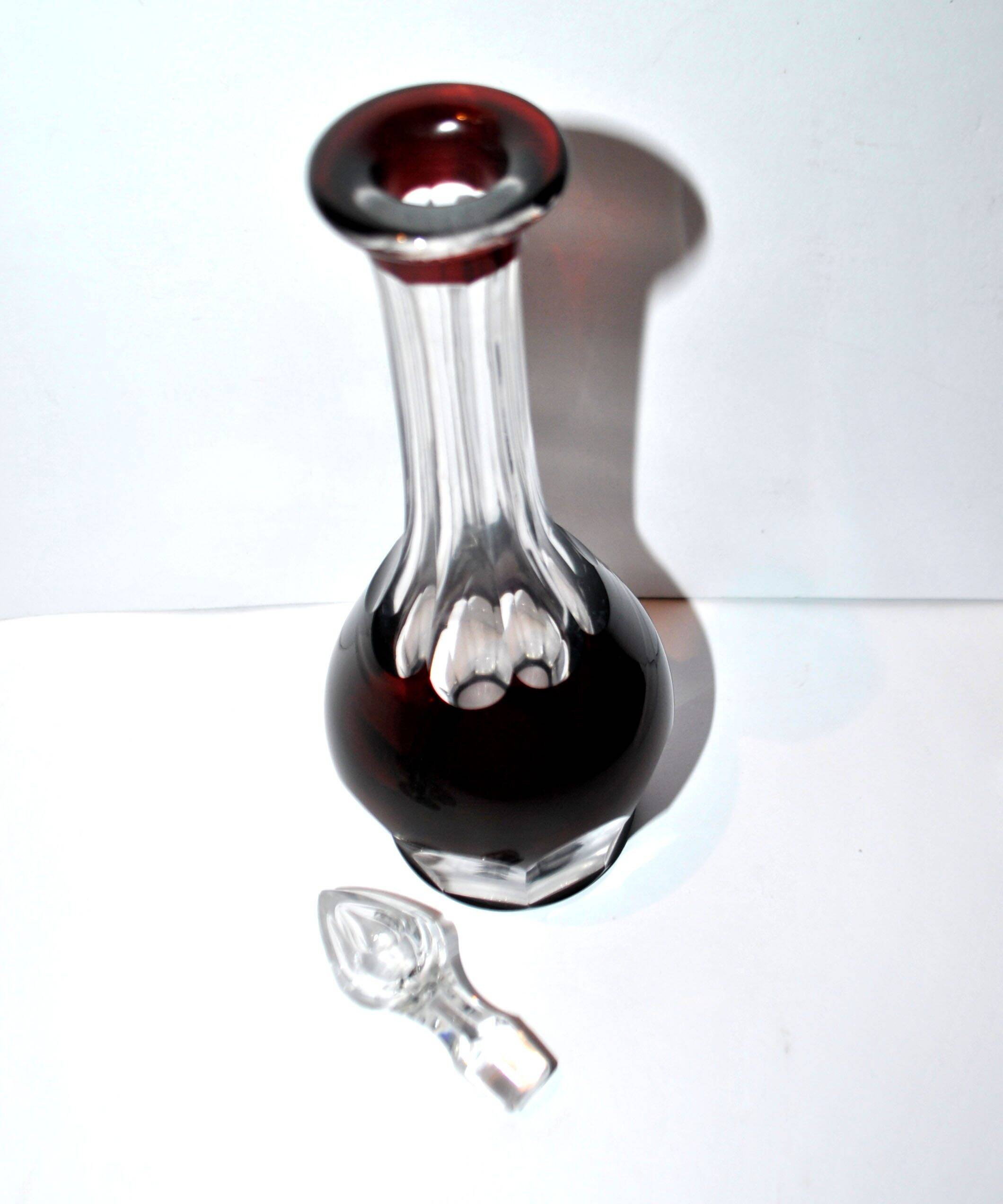 Carafe et 6 verres à liqueur Saint-Louis Bristol Joseph overlay cristal doublé