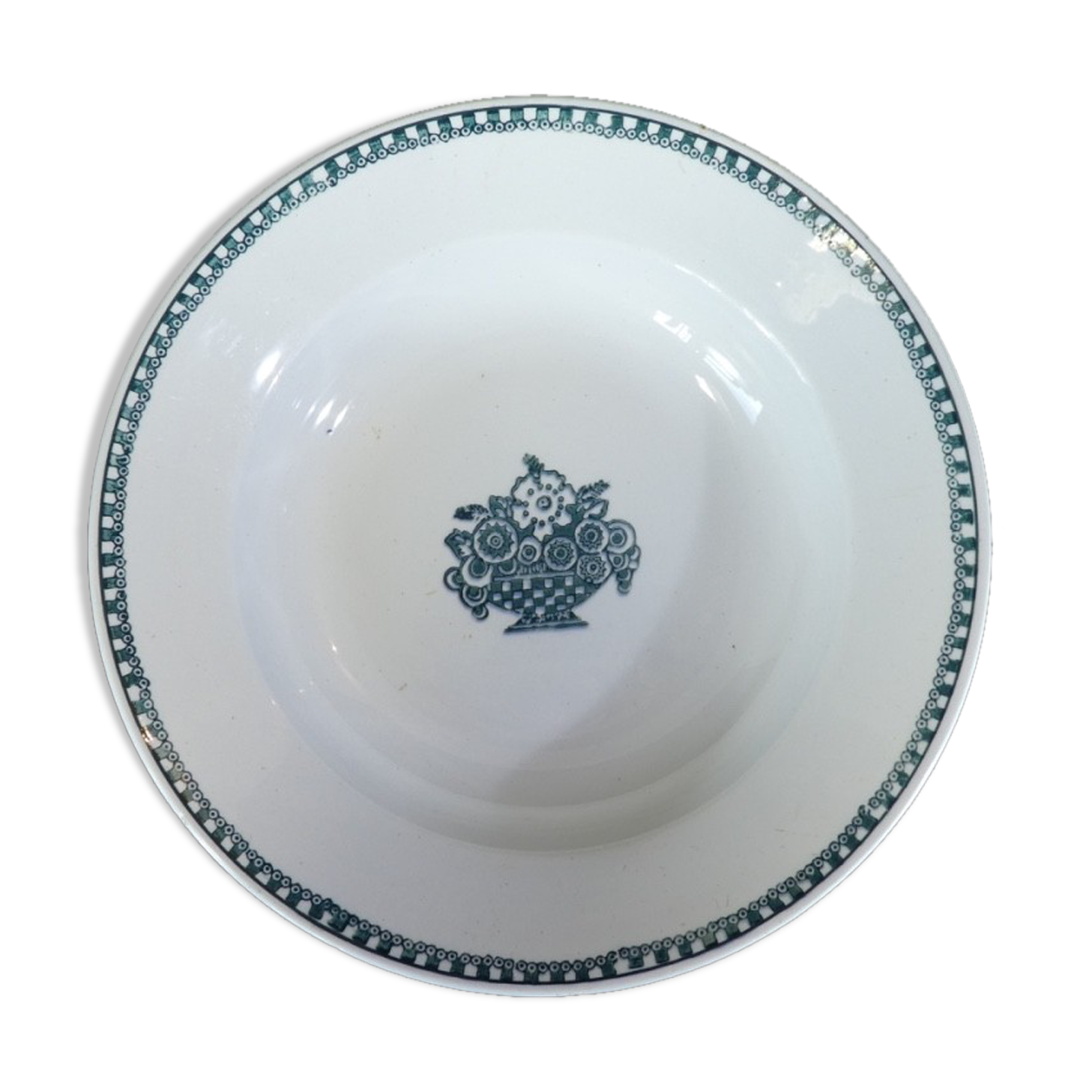 Round art deco faience dish of st amand no digoin