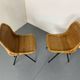 Set of 2 mid-century modernist wicker and black steel dining chairs, 1950s