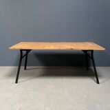 Handmade industrial oak dining table with black metal legs