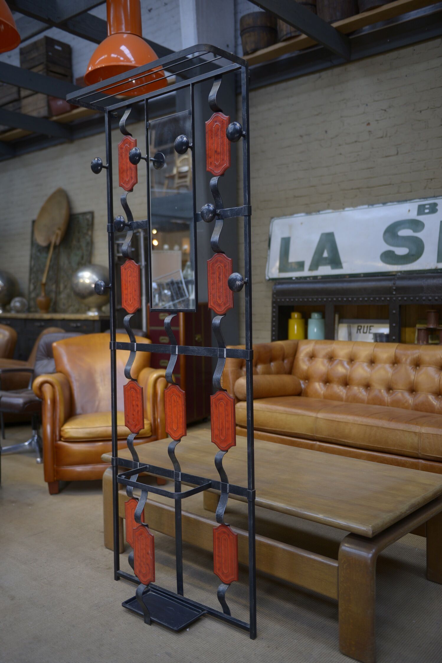 Vintage coat rack in ceramic and metal 1960