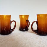 6 amber glass tea cups