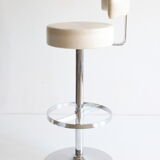 Chrome bar stool in white skai, 1960s.