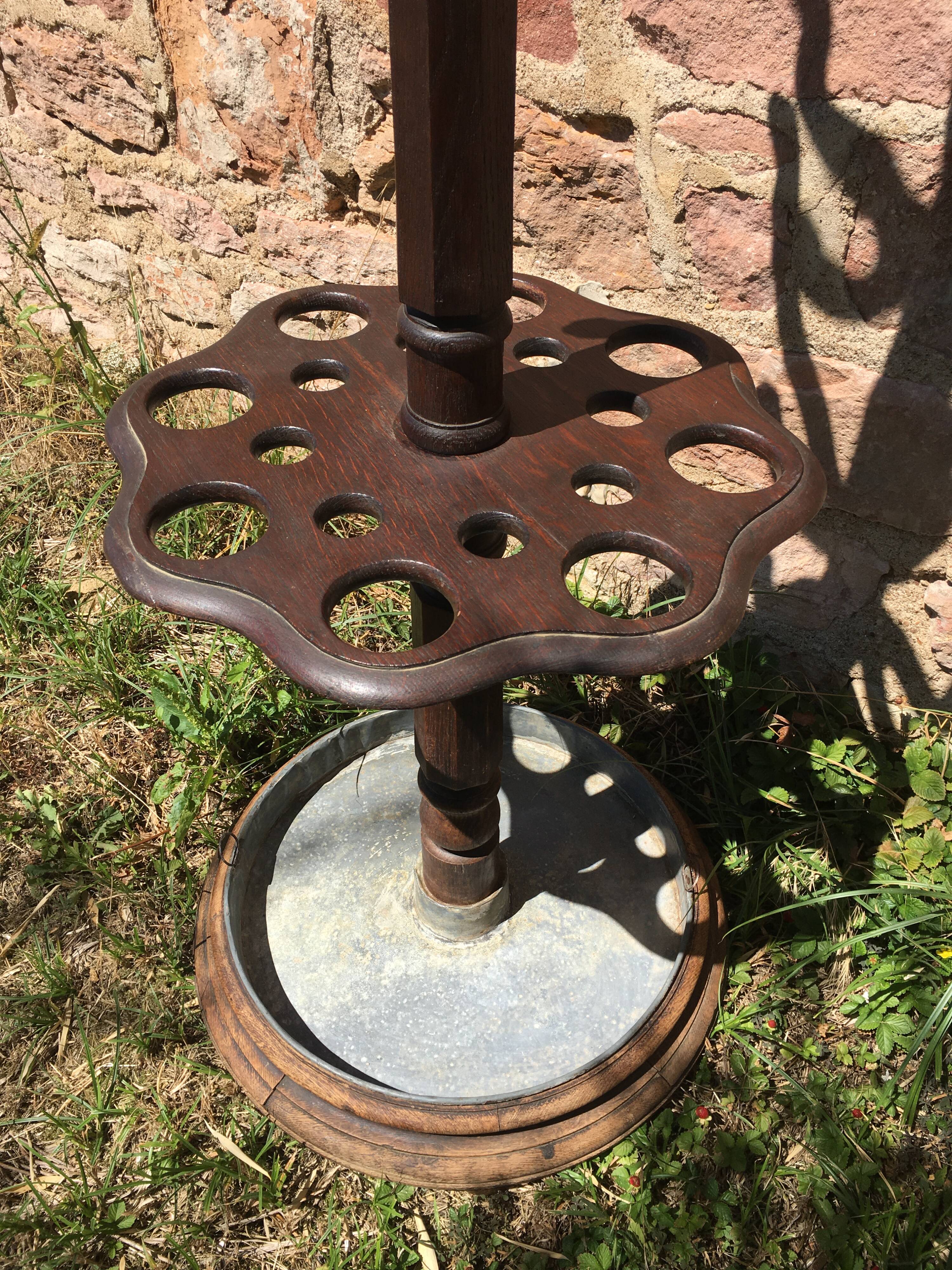 Coat rack on oak and zinc stand
