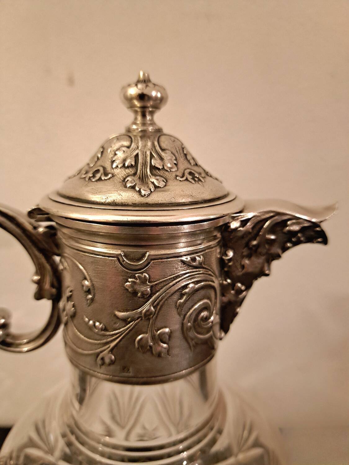 Gallia Christofle crystal and silver-plated metal jug