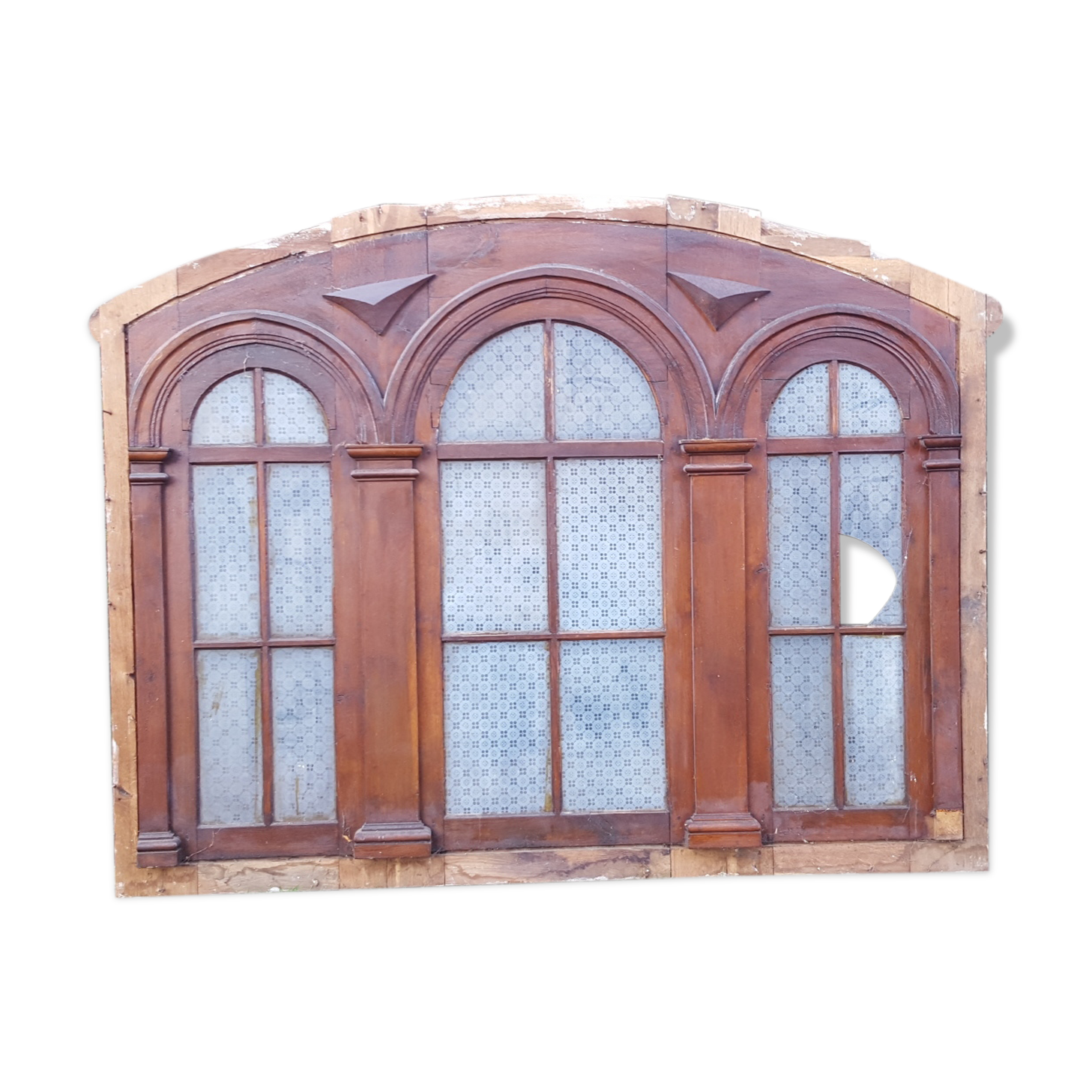 Séparation ancienne bois et vitre, fenêtre verre