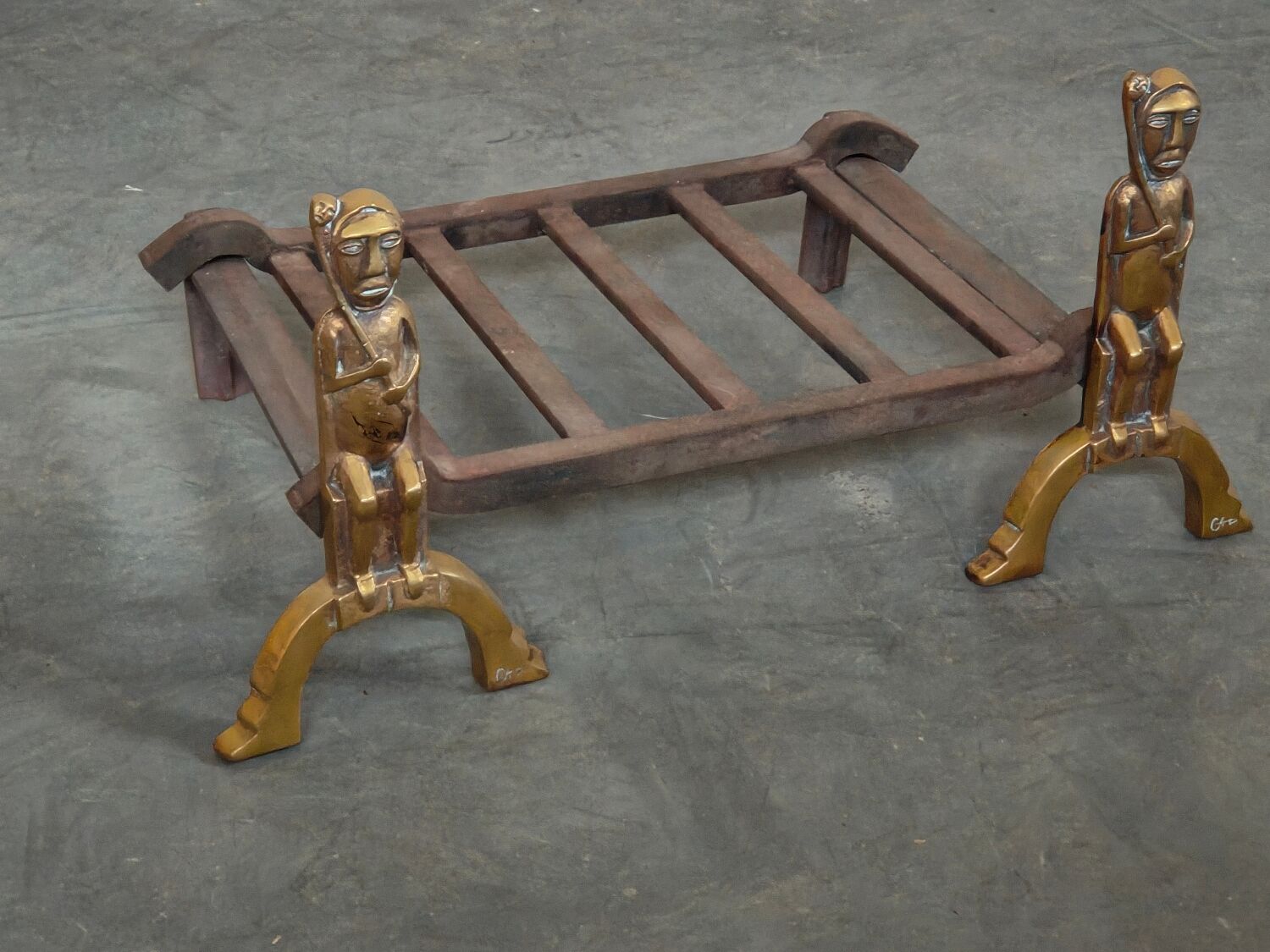 Pair of bronze andirons Anton Prinner 1930