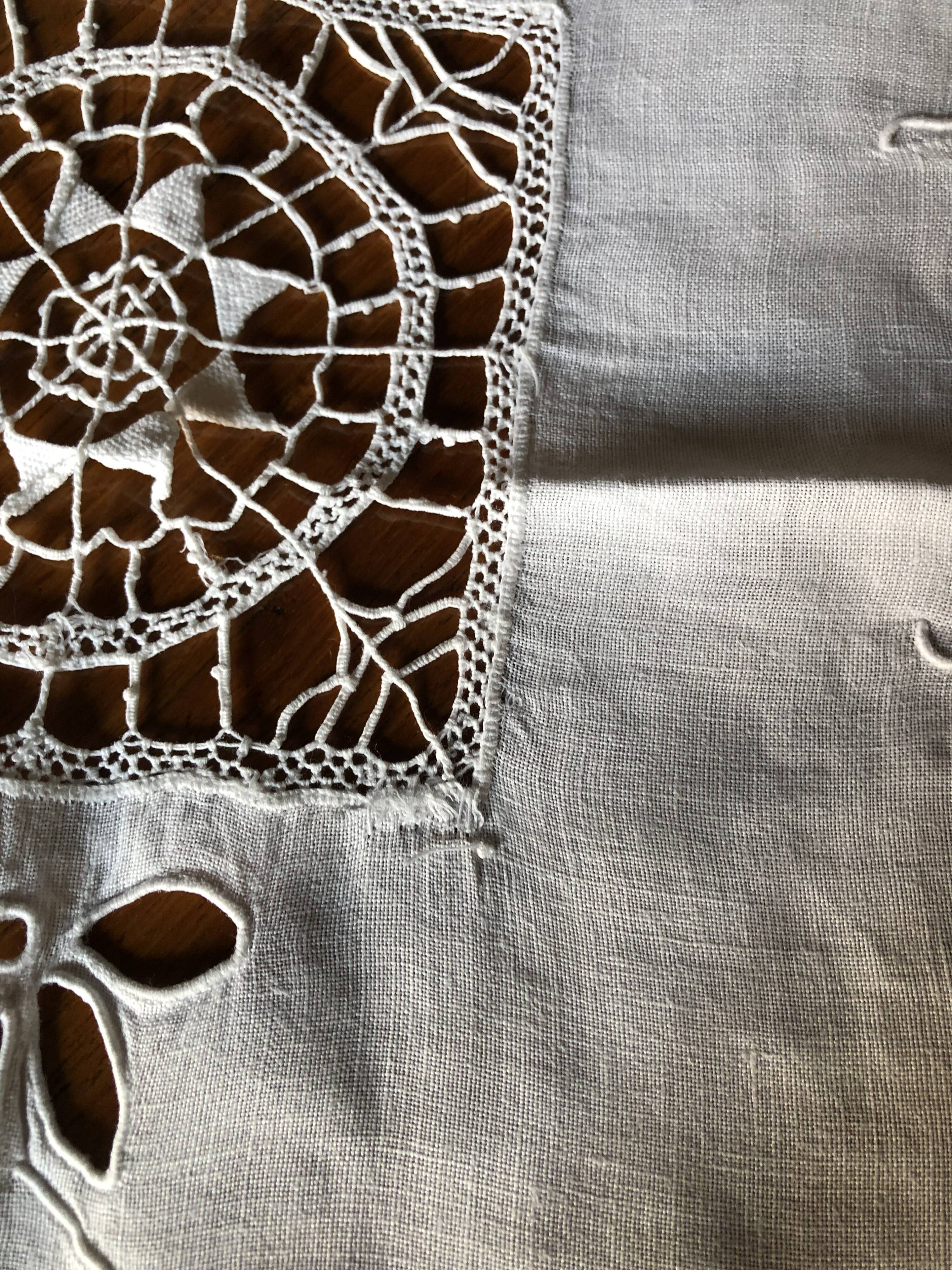 Embroidered linen tablecloth