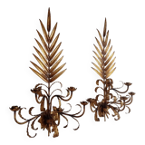 Pair wall lamp 1950 gold metal