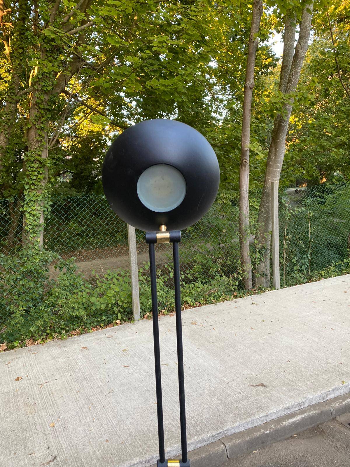 Italian vintage black & brass floor lamp — Articulated with Relco dimmer 19
