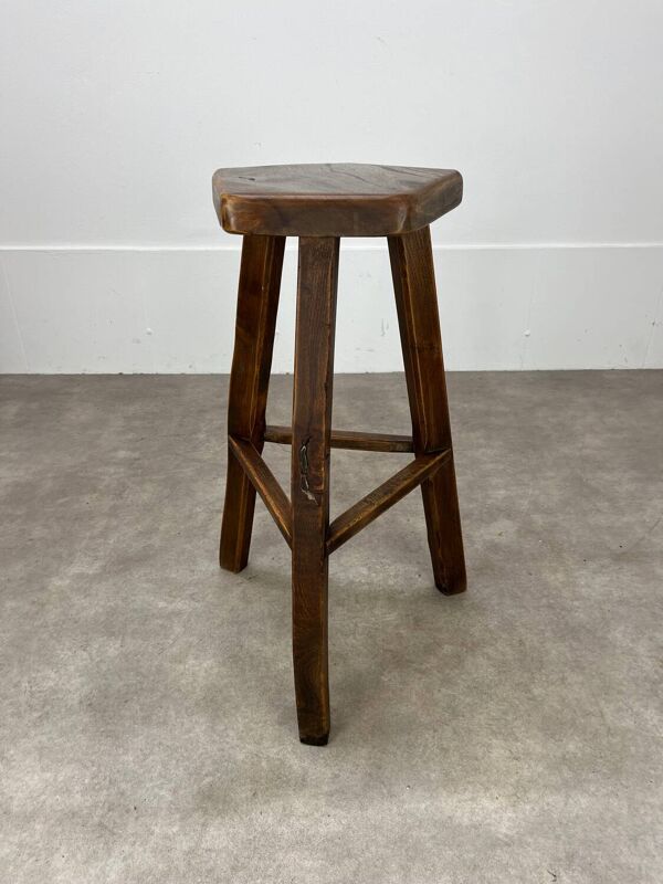 Tabouret de bar Aranjou style brutaliste, orme