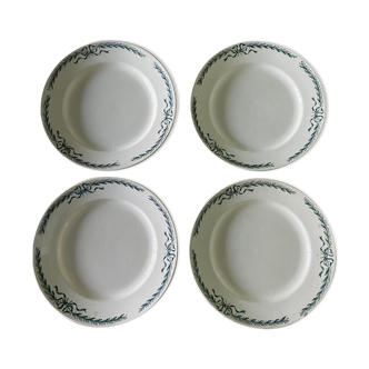 Set of 4 flat plates in iron earth de Longchamp