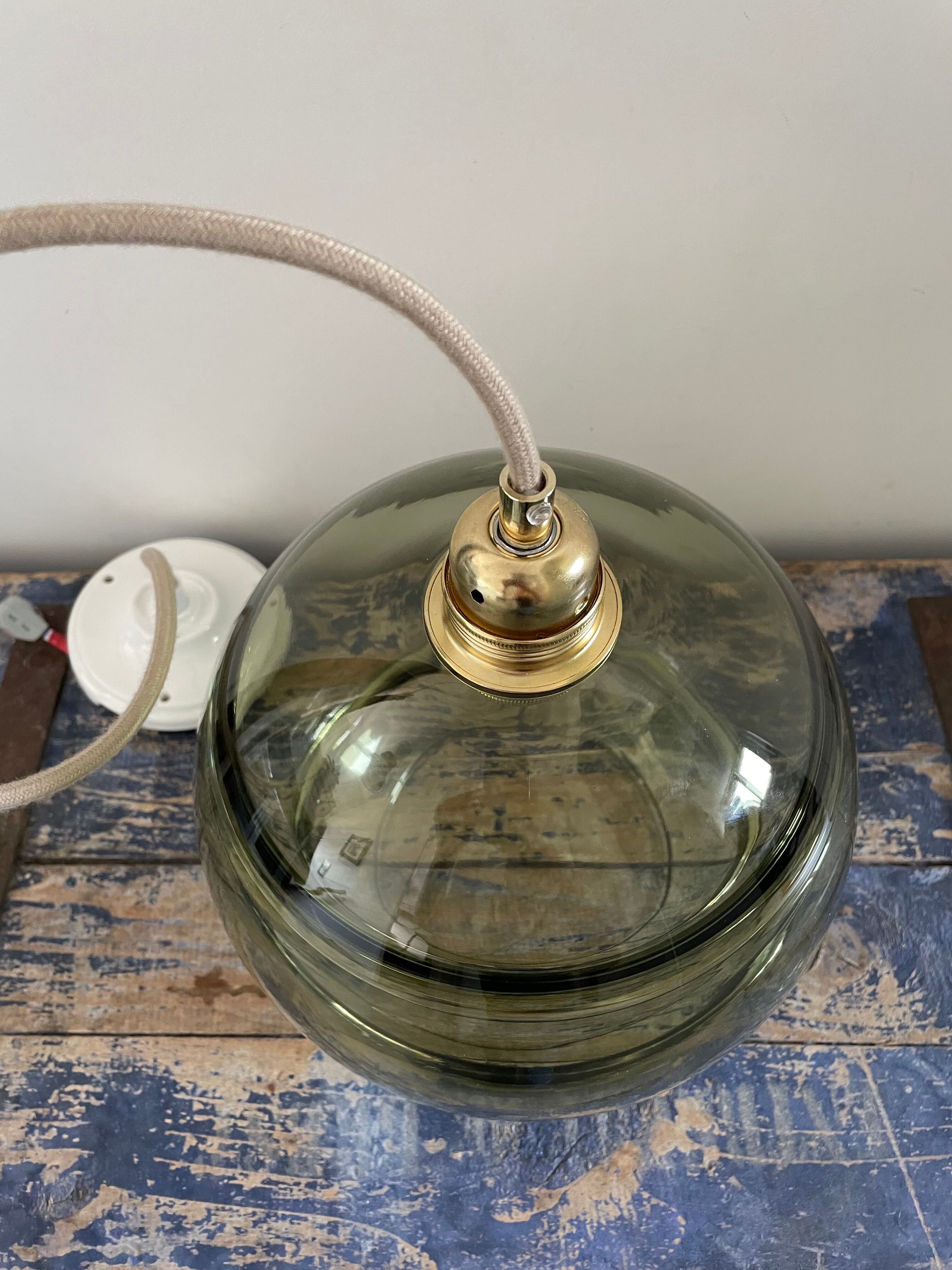 Vintage olive green pendant lamp