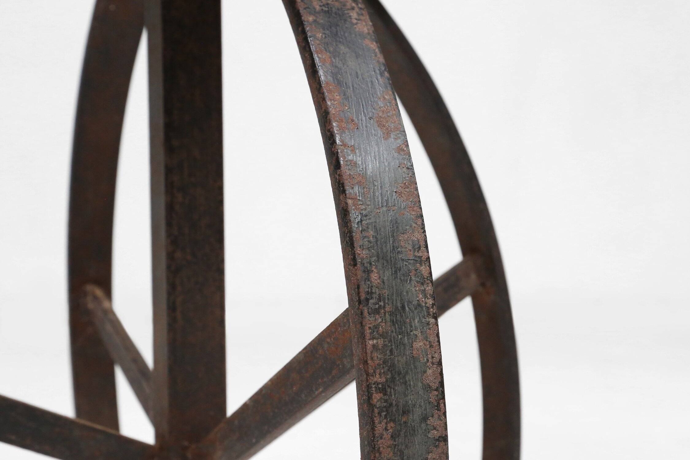 Industrial Black Metal Stool with Frame, France 1920s