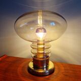 Lampe de table Space Age en laiton et verre transparent, 1960-70