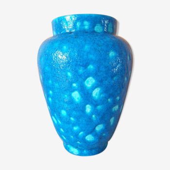 Raoul Lachenal (1885–1956) - Turquoise blue enamelled cracked ceramic vase