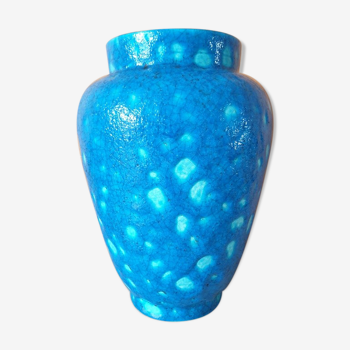 Vase en céramique craquelée émaillée bleu turquoise Raoul Lachenal (1885–1956)